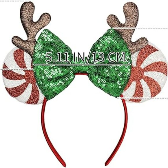 Mouse Ear Candy Glittery Headband for Party Park Fun Reindeer Antlers - Picture 2 of 2